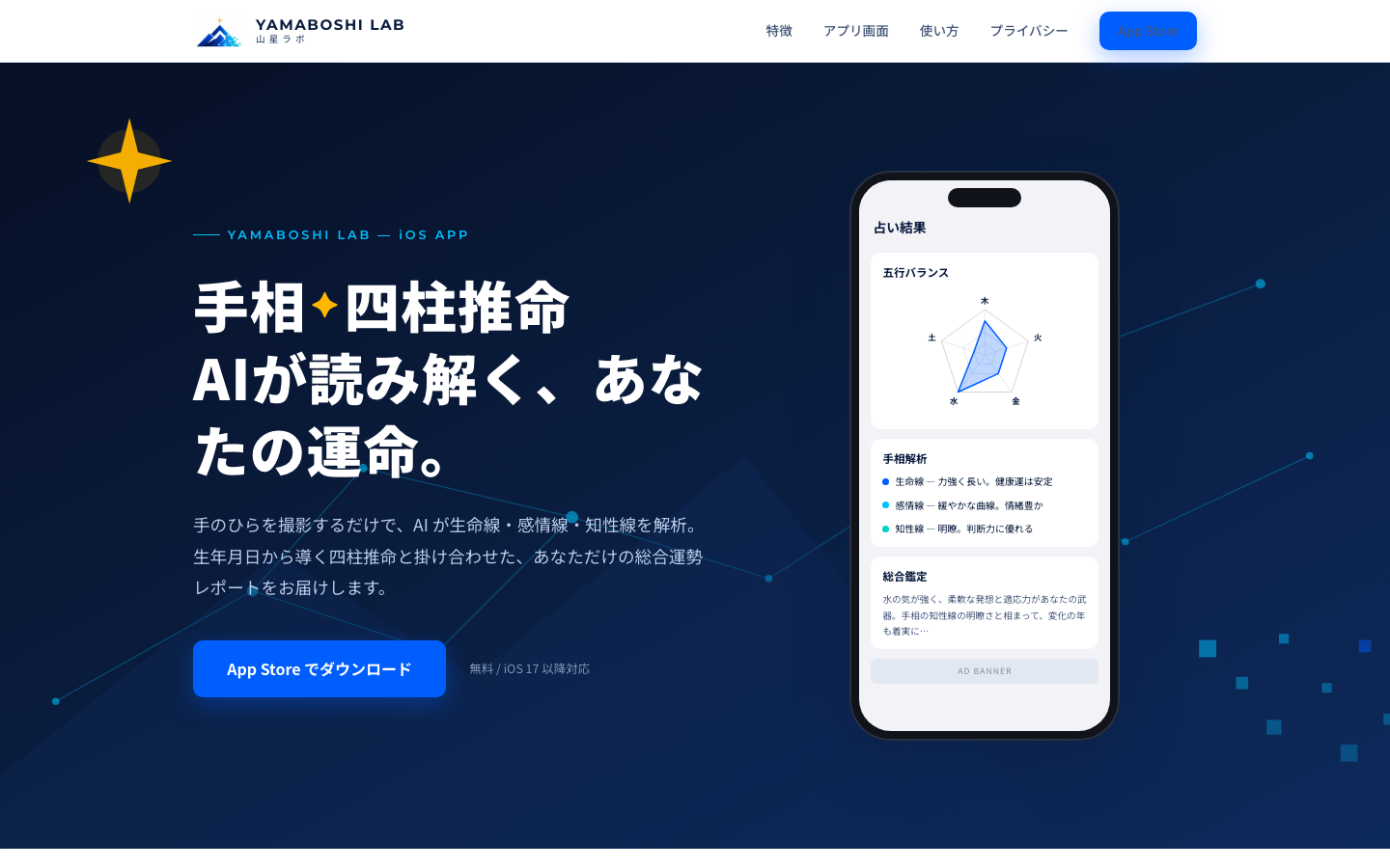 手相×四柱推命占いの紹介ページ